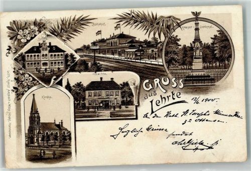Lehrte 1900 Bahnhof Kirche Schule Hotel Frie