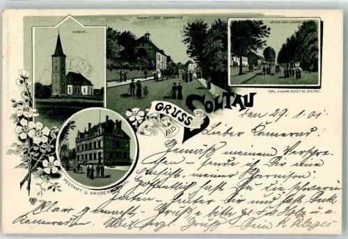 Soltau 1901 Postamt Kriegerdenkmal Markt Rathaus Unter den Linden