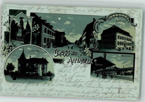 Appenweier 1898 Bahnhof Villa Siebert Rathaus Bahnpost Mannheim- Zg. 174