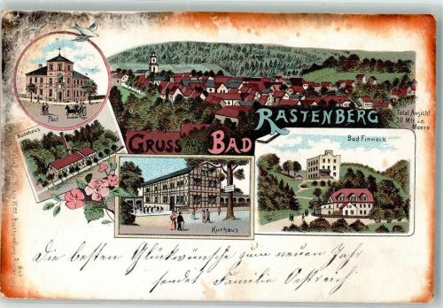 Rastenberg 1899 Bad Finneck Badehaus Post Kurhaus