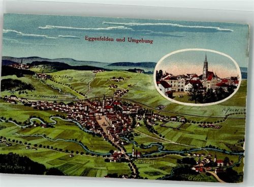 Eggenfelden Vogelschau Eggenfelden und Umgebung Atelier E. Felle-Isny