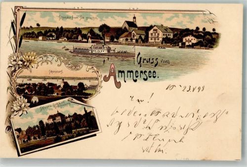 Schondorf 1898 Ammersee Ausflugsdampfer Schloß Greifenberg