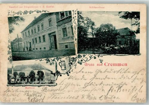 Kremmen 1901 Rathaus Gasthaus zur Bürgerkrone Schützenhaus