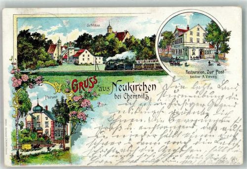 Neukirchen 1900 Gasthaus zur Post Postamt Schloss