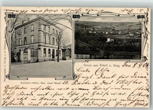 Eitorf 1904 Bahnhof-Hotel Bahnpost Köln- Zug 793