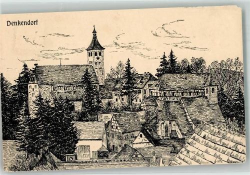 Denkendorf Zeichnung handgemalt Inflationsporto 40 Reichsmark Erh. II Kl. Eckmangel u- kl. Einrisse