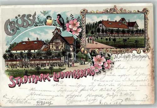 Malstatt 1898 Lithographie Stadtpark Ludwigsberg