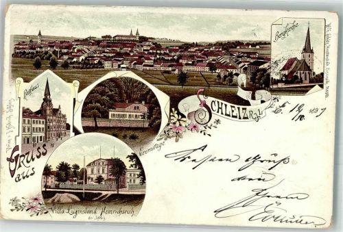 Schleiz 1897 Bergkirche Rathaus Villa Luginsland Eremitage