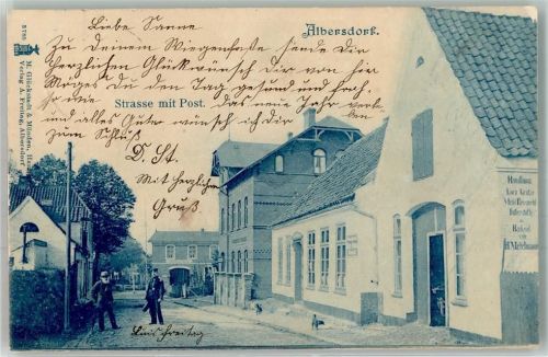 Albersdorf 1900 Straße mit Post Postbote