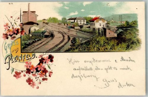 91785 W8835 Pleinfeld 1899 Lithographie Am Bahnhof Bahngleisanlage Passepartout