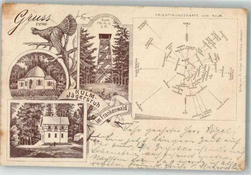 Nabburg 1900 Verläufer Druck 1890 - 95 Orientierungskarte Auerhahn Aussichtsturm Kulm Jägersruh