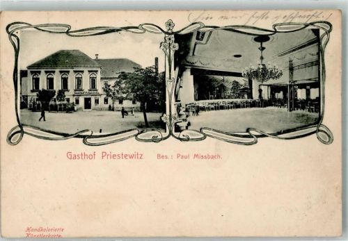 Priestewitz 1911 Gasthaus Priestewitz Saal Handkoloriert