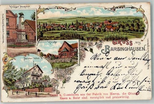 Barsinghausen 1900 Lithographie Kriegerdenkmal Deister Hotel