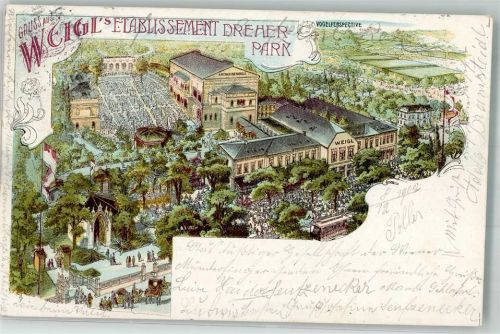 Wien 1902 Gasthaus Weigl Dreher park Vogelschau