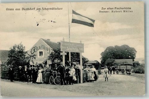 Diensdorf-Radlow 1917 Gasthaus Zur alten Fischerhütte Gruppenbild