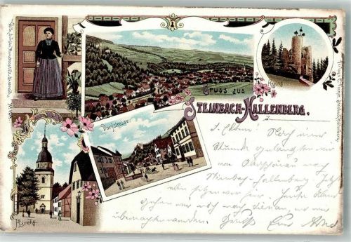 Steinbach-Hallenberg 1898 Tracht Dorfstraße Kirche Ruine