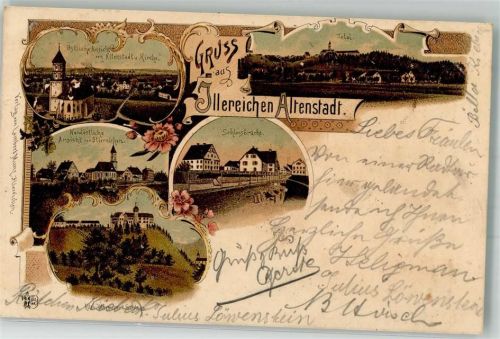 Altenstadt 1898 Schlossbrücke Marienkirche Verlag Ottmar Zieher-München