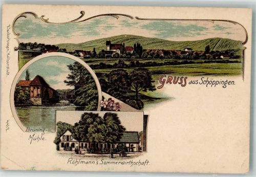 Schöppingen Lithographie Gasthaus Röhlmann Brüning-Mühle