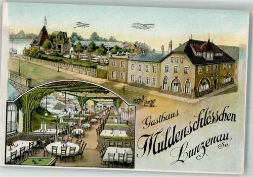 09328 O9293 Lunzenau - Gasthaus Zum Muldenschlößchen Gastraum Billardtisch Doppeldecker