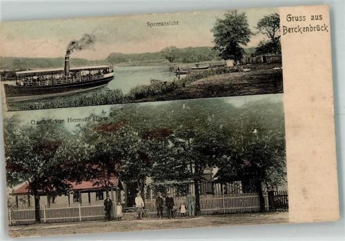 Berkenbrück 1908 Gasthaus Hermann Hanse Fahrrad Dampfer