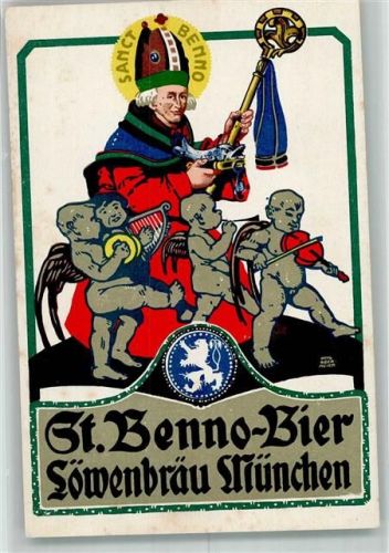 München sign. Otto Obermeier St. Benno Bier Löwenbräu Engel