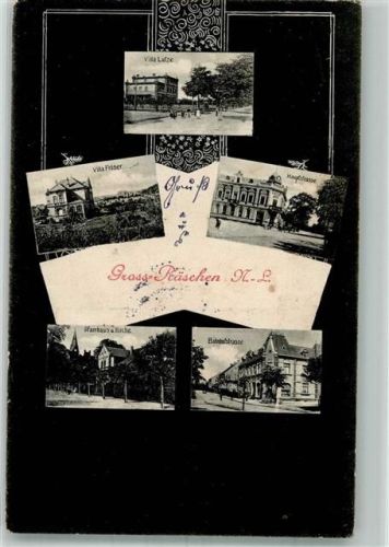 Großräschen 1906 Bahnhofstraße Pfarrhaus Kirche Villa Lütze Villa Fräber Hauptstraße