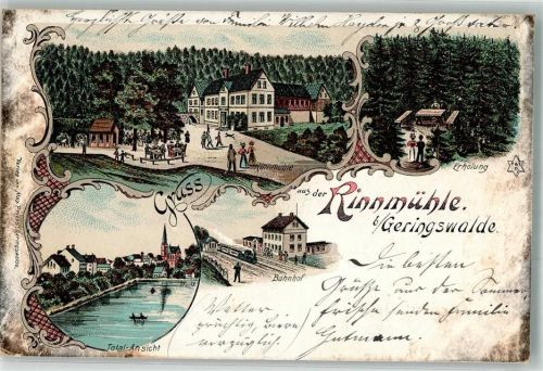 Geringswalde 1902 Gasthaus Rinnmühle Erholung Bahnhof