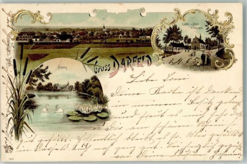 48720 W4428 Darfeld 1905 Lithographie Kapelle Schule Schloss