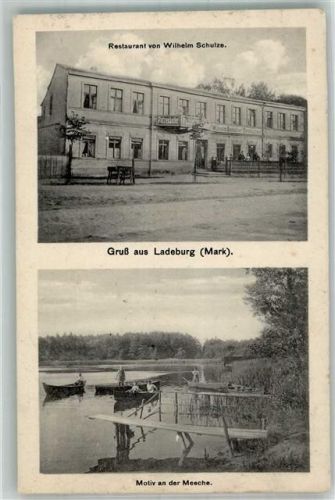 16321 O1281 Ladeburg b Bernau b Berlin 1919 Gebrauchsspuren An der Meeche Gasthaus Schulze