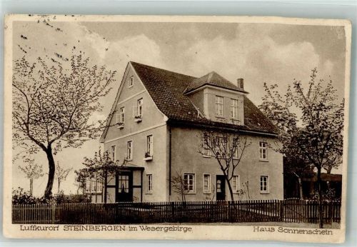31737 W3262 Steinbergen , Wesergeb Foto AK Pension Haus Sonnenschein Bahnpost Rinteln