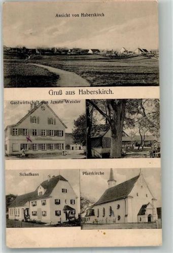 86316 W8904 Haberskirch 1918 - Schule Kirche Gasthaus Weixler
