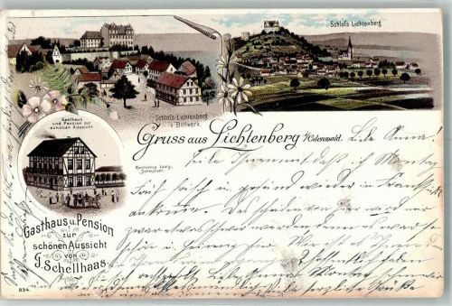 Lichtenberg 1896 Lithographie Gasthaus z. schönen Aussicht Schloss