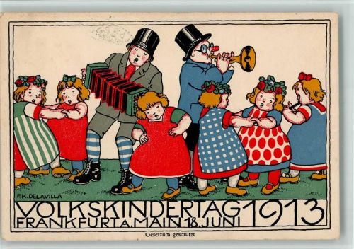 Frankfurt 1913 Delavilla F. K. WW Künstler Volkskindertag Nr.3 Nachporto Base