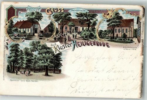28816 W2805 Heiligenrode b Bremen 1899 Lithographie Kloster Heiligenrode Klosterkirche Gasthaus Bruns