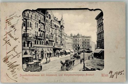 1090 Wien 9. Bezirk, Alsergrund 1905 Foto AK Pferdestraßenbahn Nussdorferstraße Colosseum