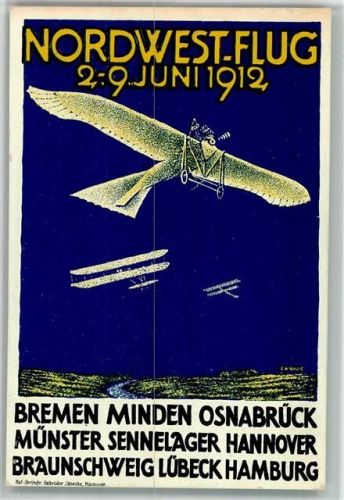 Minden Nordwestflug 1912 offizielle Postkarte Osnabrück Münster
