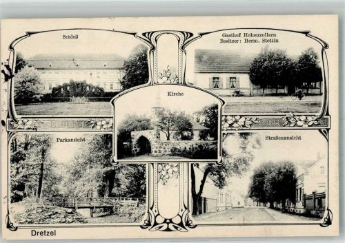 39307 O3281 Dretzel 1913 - Schloss Park Gasthaus Hohenzollern Dorfstrasse