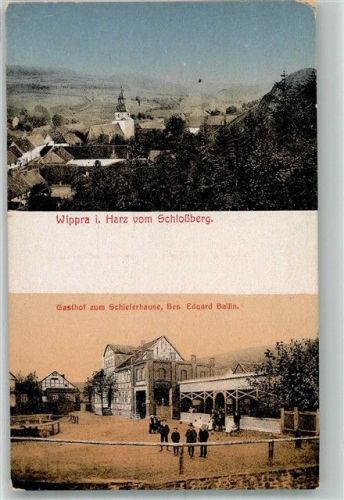 Wippra 1917 Gasthaus zum Schieferhause St. Marien-Kirche