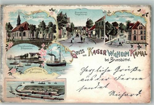 Brunsbüttel 1898 Kaiser Wilhelm-Kanal Ochsenmarkt Kanal-Schleusen Brunsbüttelhafen Binnenhafen
