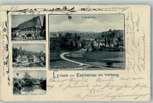 Eschenau 1907 Gasthaus zur Rose Sägemühle Strobel Mühle Henninger Feldweg