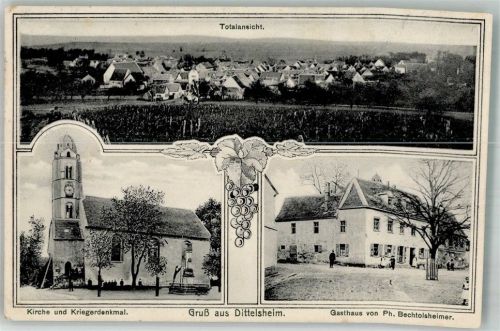 Dittelsheim 1919 Kirche Kriegerdenkmal Gasthaus Bechtolsheimer