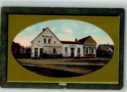 Röderau 1913 Bäckerei-Conditorei Kretzschmar Holzrahmen Bahnpost -Roderau