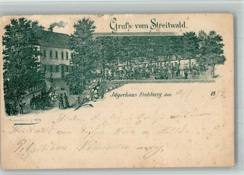 Streitwald 1892 Vorläufer Druck 1880 - 1889 Lithographie Gasthaus Jägerhaus Frohburg Bahnpost Leipzig-Chemnitz Zug 797