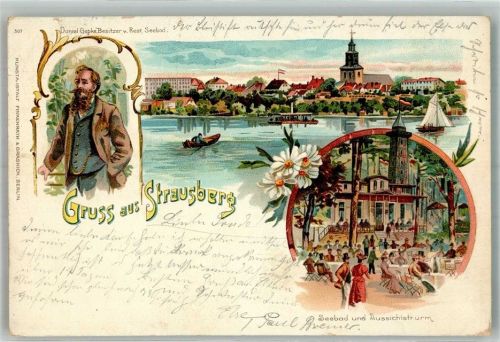 Strausberg 1898 Gasthaus Seebad Aussichtsturm Gartenwirtschaft Besitzerportrait