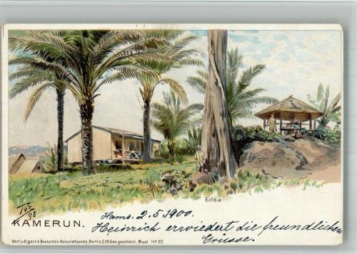 1900 Edea Deutsche Schutzgebiete sign. Eckenbrecher Verlag Dt. Kolonialhaus Berlin Nr. 22 Lithographie