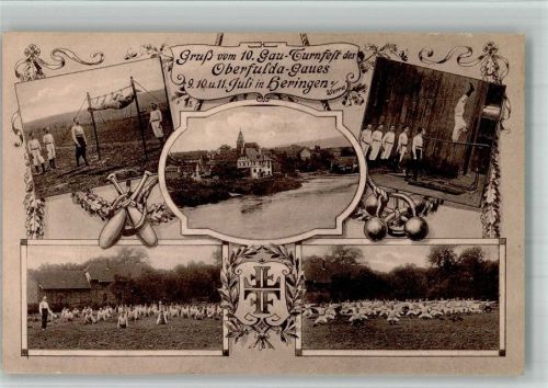 Heringen 10. Gauturnfest des Oberfulda-Gaues Turner Barren Reck Foto AK