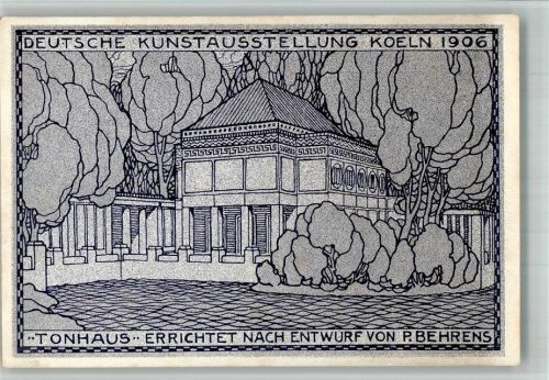 Köln Stadt 1906 Architekt Peter Behrens Tonhaus Kunstausstellung 1906 offizuielle Karte Nr. 3