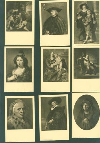 Lot mit 17 AK alte Meister wie Rembrandt Rubens Van Dyk Tizian Millet Sammlung Pharma Werbung