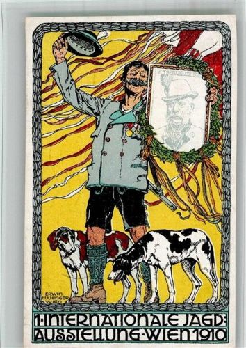 Wien 1910 sign. Erwin Puchinger Jagdhund