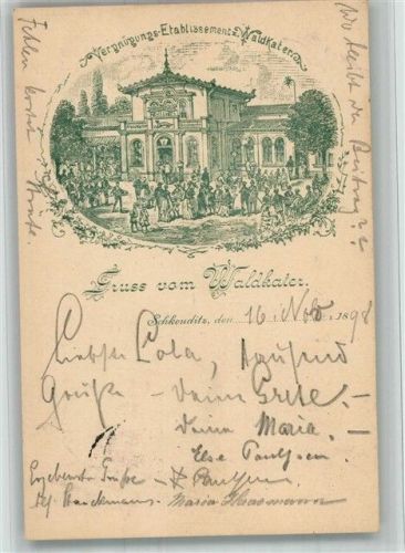 04435 O7144 Schkeuditz 1898 BOAKC Vorläufer Druck 1880 - 1889 Gasthaus Etablissement Waldkater Lithographie
